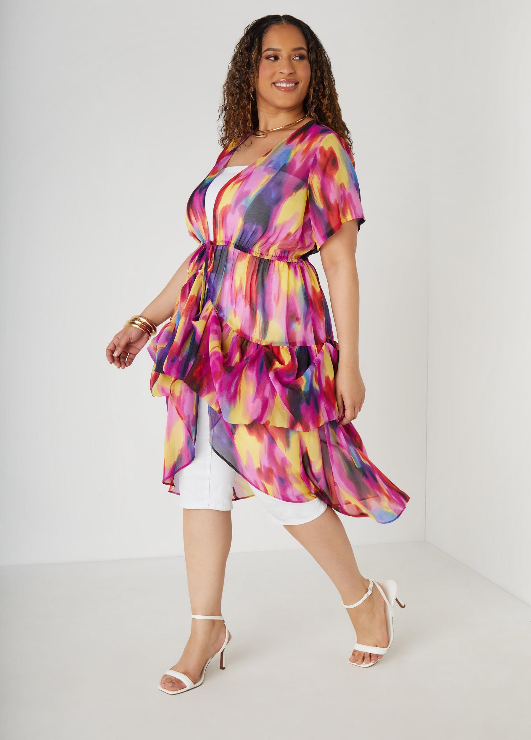 Tiered Watercolor Print Duster Product Image