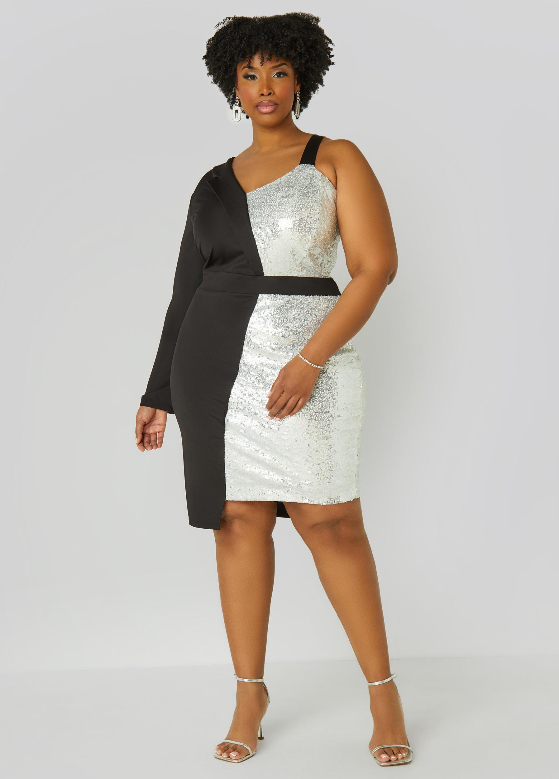 Asymmetric Sequined Blazer Dress Product Image