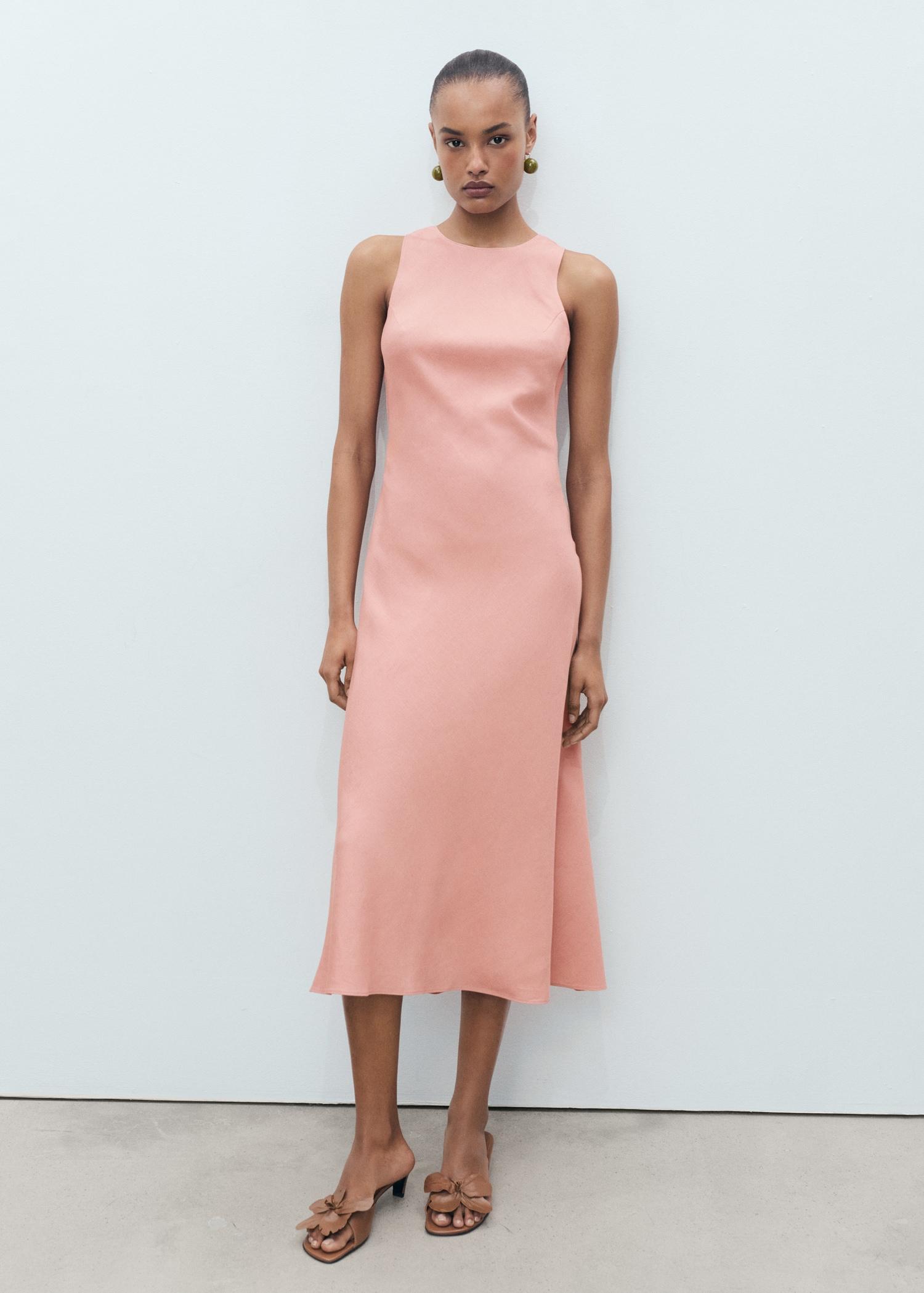 Linen-blend midi dress - Women | MANGO USA Product Image