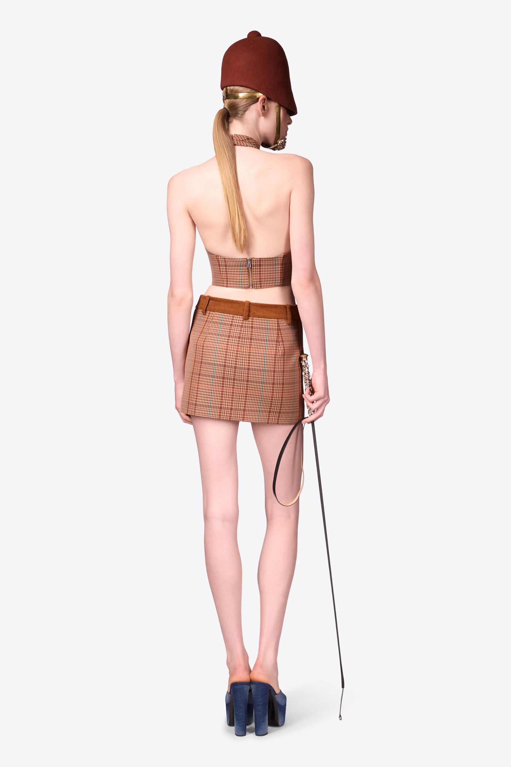 Crystal Button Checked Halter Top Product Image