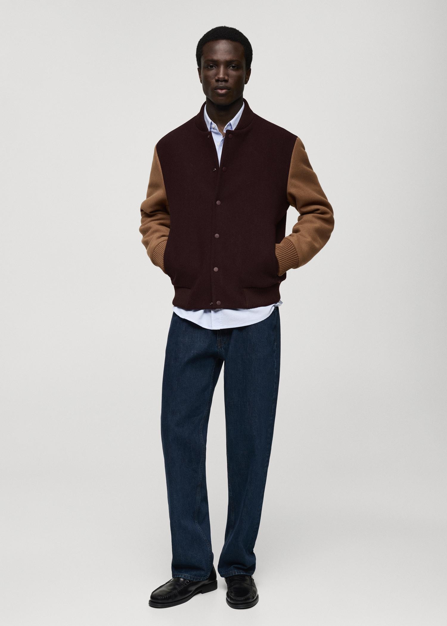 Two-tone bomber jacket - Men | MANGO USA Product Image