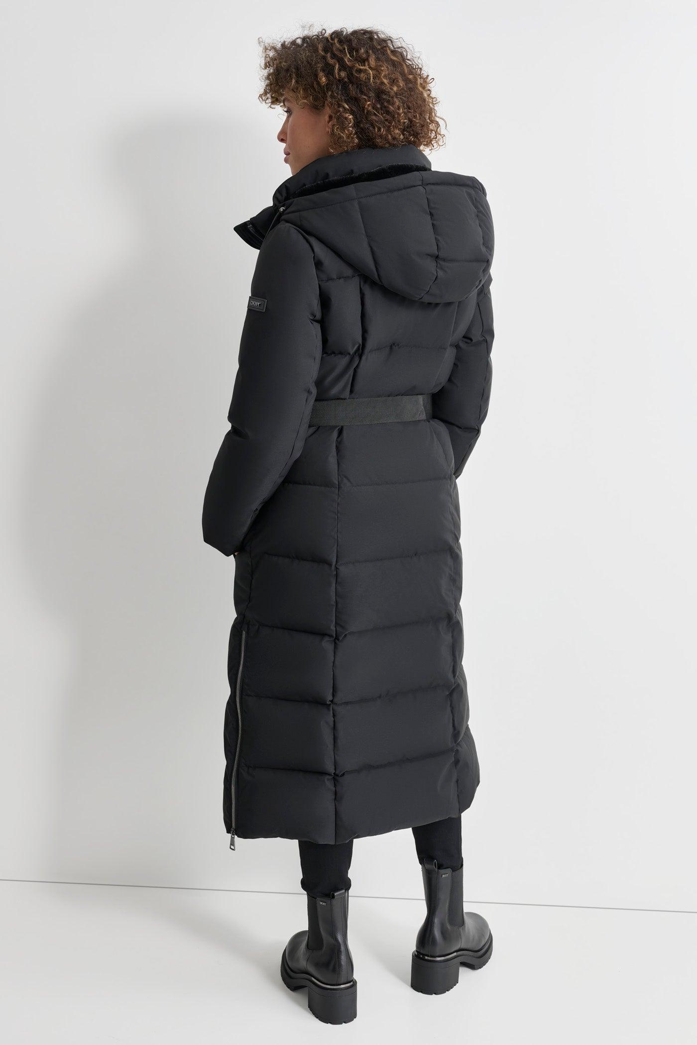 BOX QUILT LONG PUFFER WITH BELT Product Image