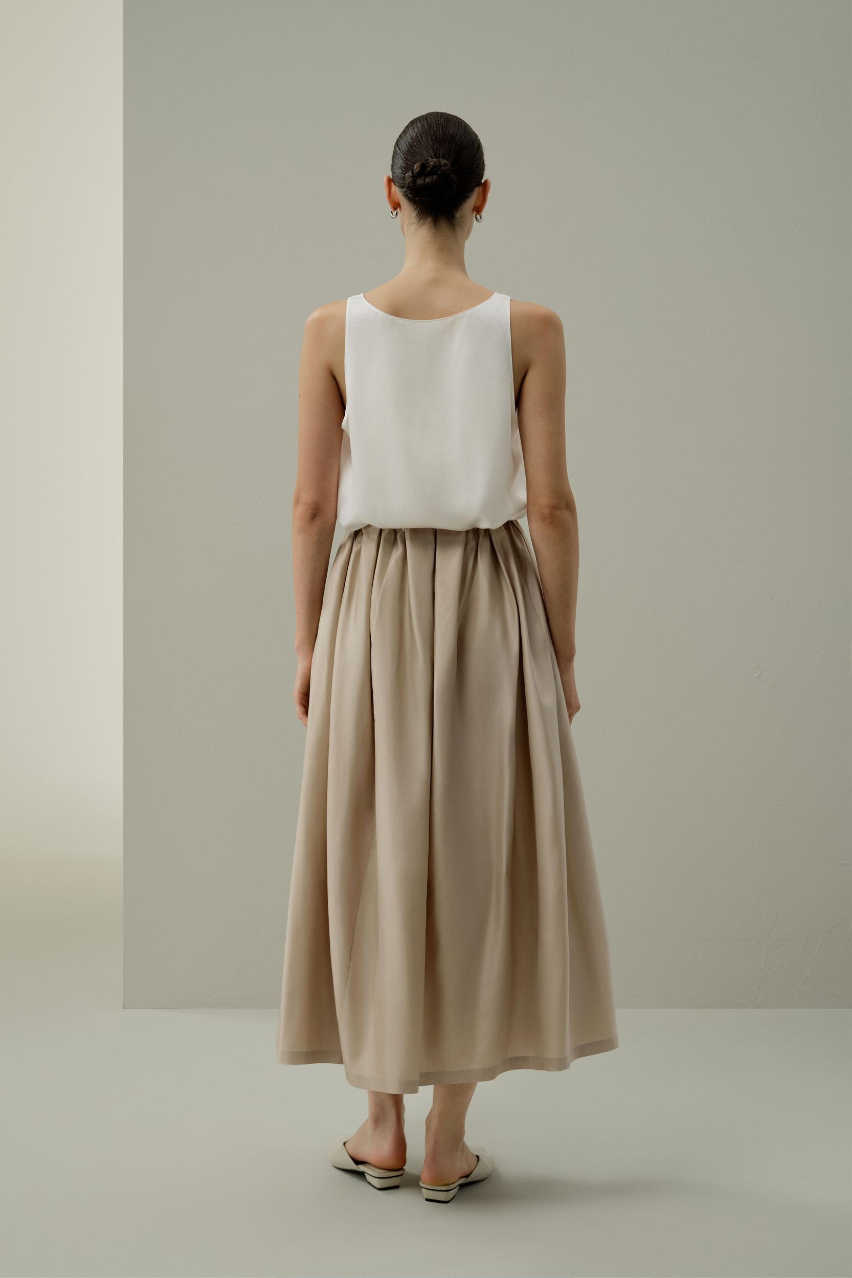 LILYSILK Women's Silk Taffeta Waist-Pleated Skirt, Black, Size 10, Water-Repellent & Voluminous Product Image