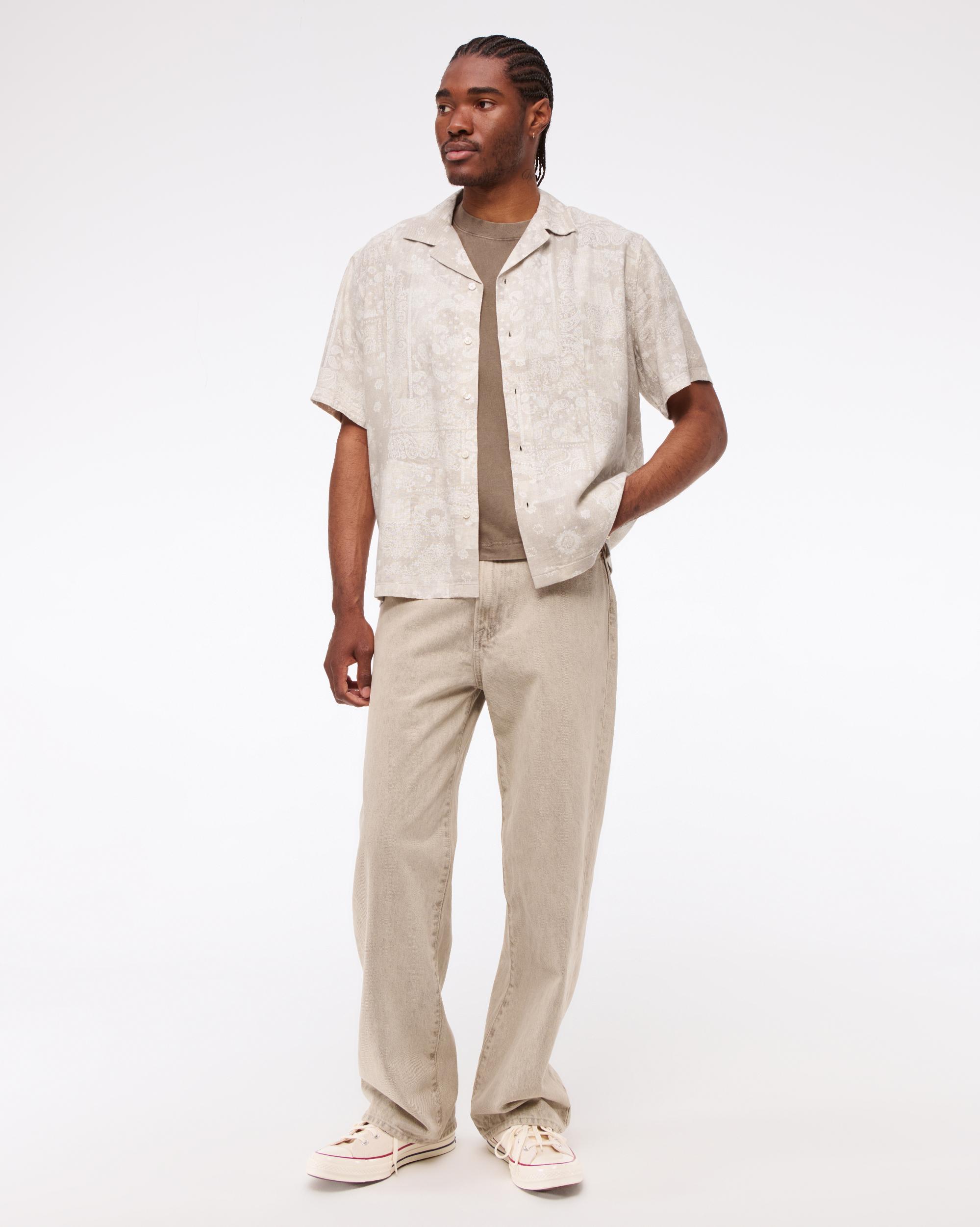 Camp Collar Summer Linen-Blend Shirt Product Image