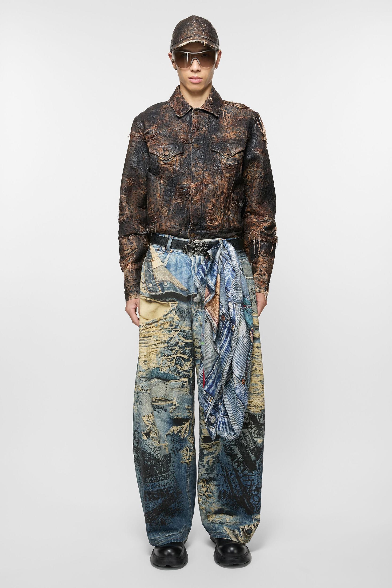 Distressed monogram denim jacket - Regular fit Product Image