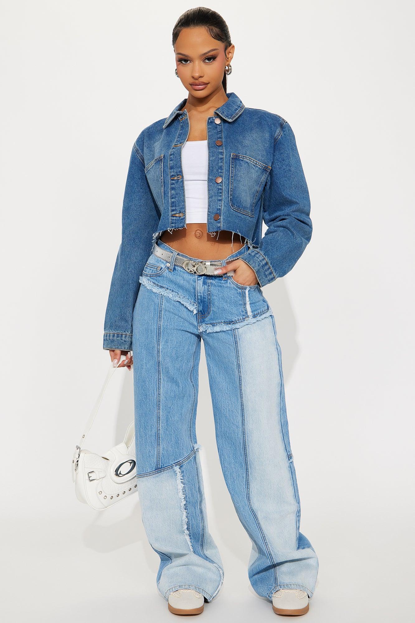 Mon Amour Wide Leg Denim Jeans - Medium Wash Female Product Image