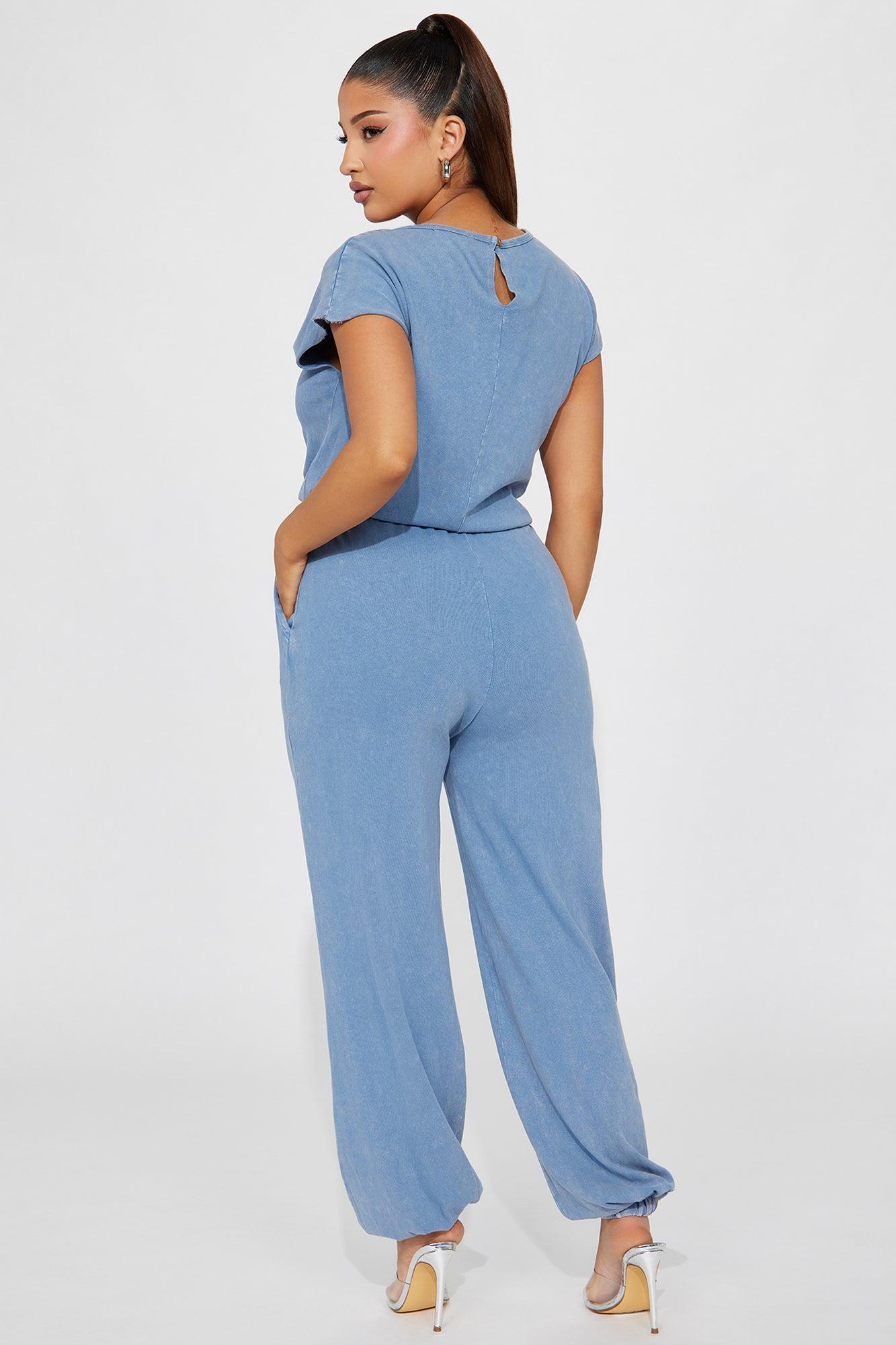 Heading Home Jumpsuit - Light Blue Product Image