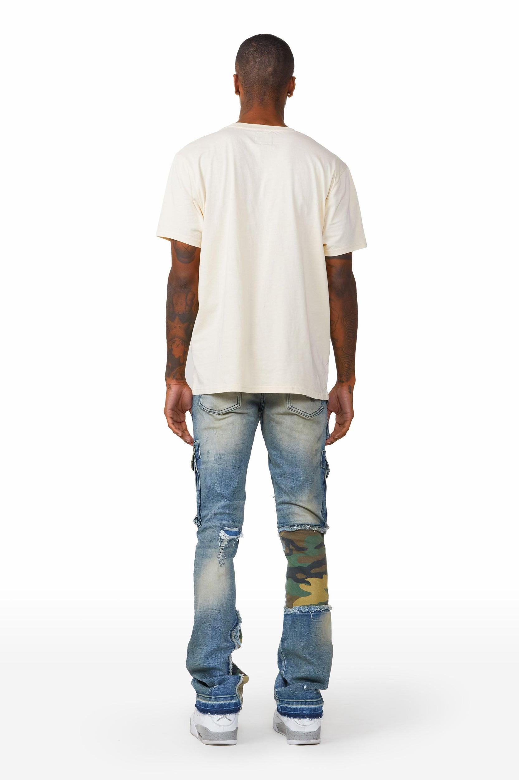 Zeta Blue Stacked Flare Jean Male Product Image