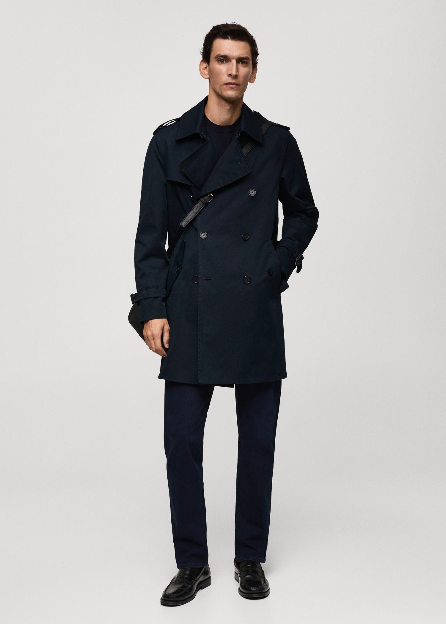 Water-repellent belted trench coat - Men | MANGO USA Product Image