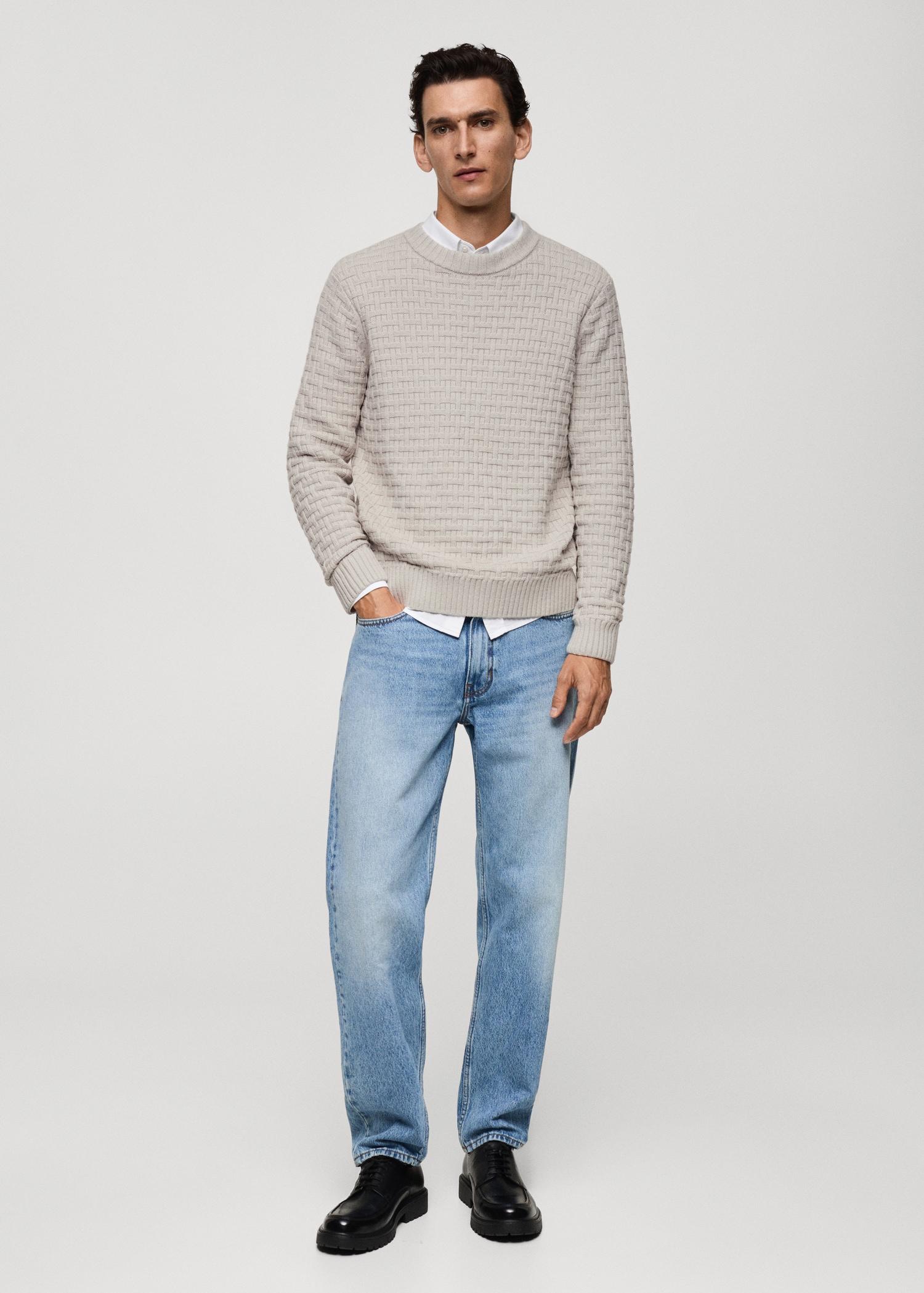 Crossed knit sweater - Men | MANGO USA Product Image