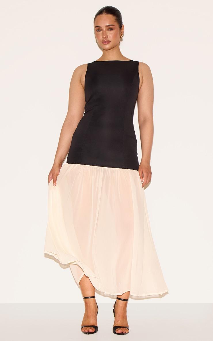 Shape Black Boat Neck Dropped Waist Maxi Dress Product Image