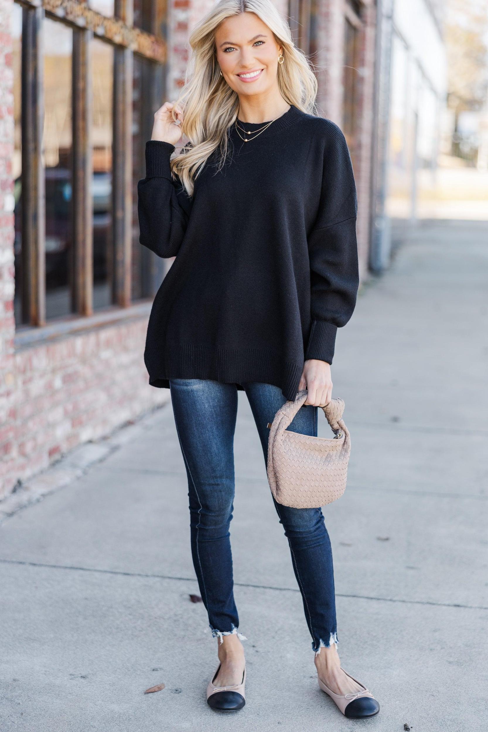 Perfectly You Black Mock Neck Sweater Female Product Image