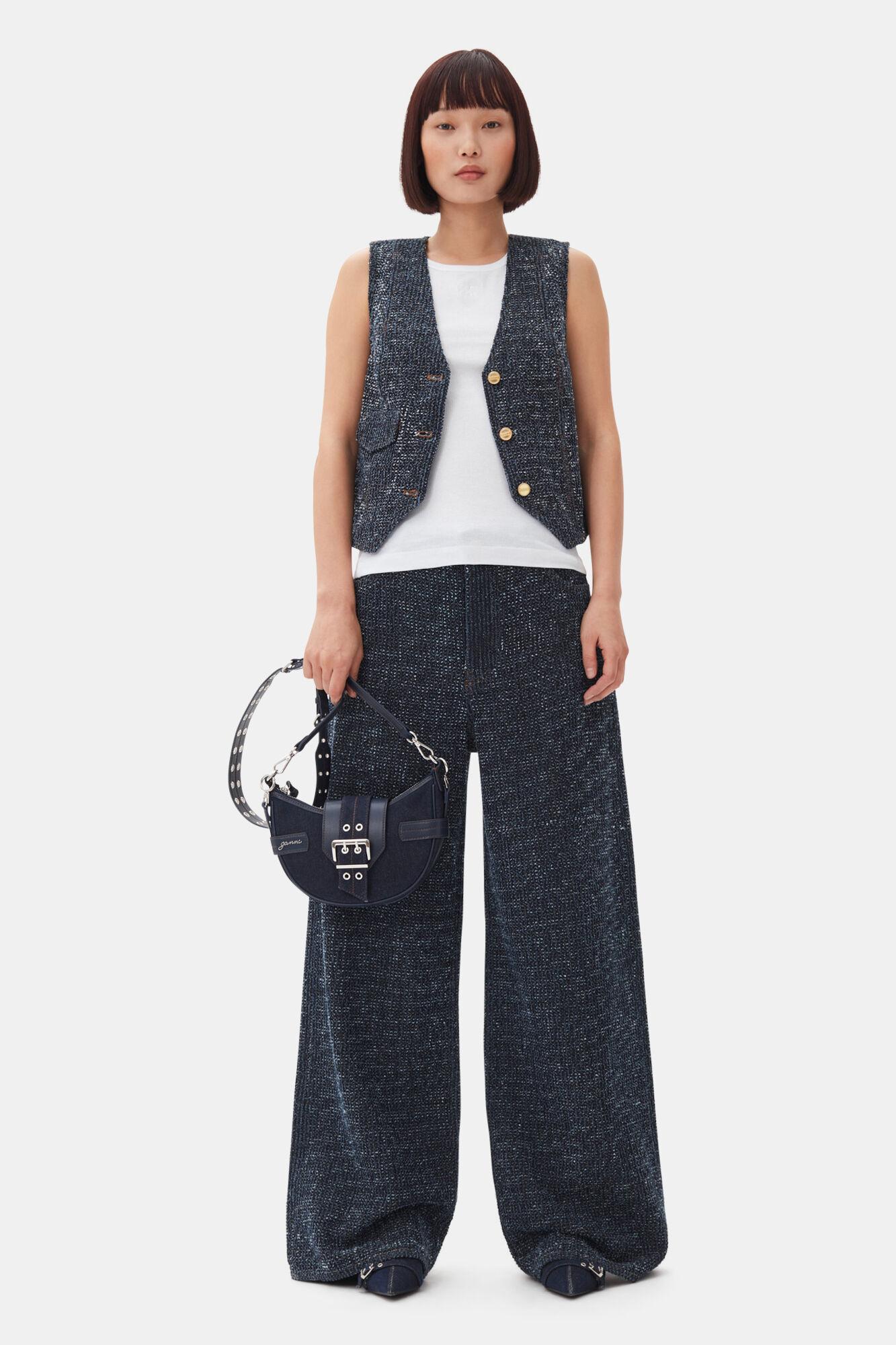 Dark Blue Textured Vest Product Image