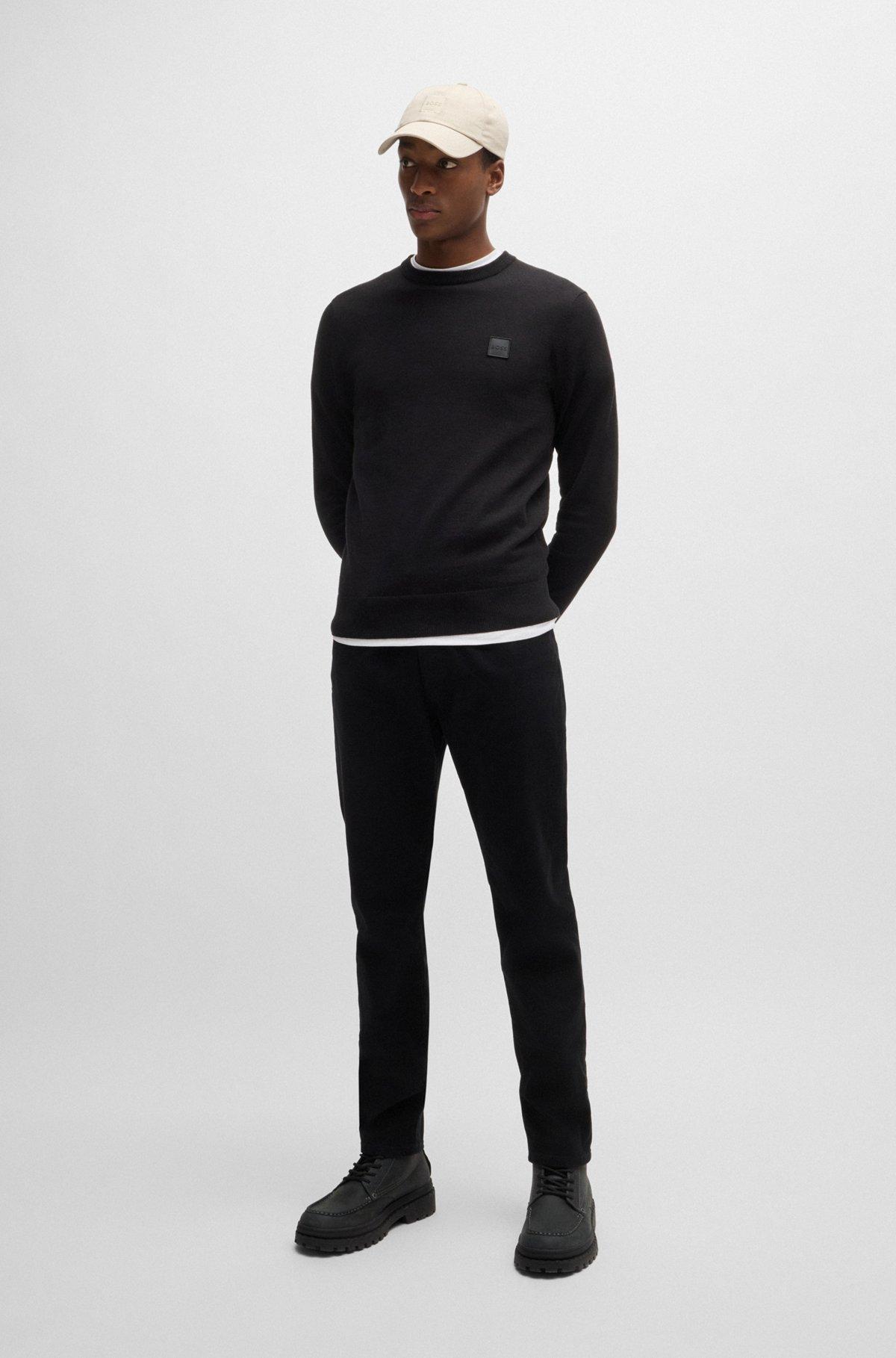 Crew-neck sweater in cotton and cashmere with logo Product Image