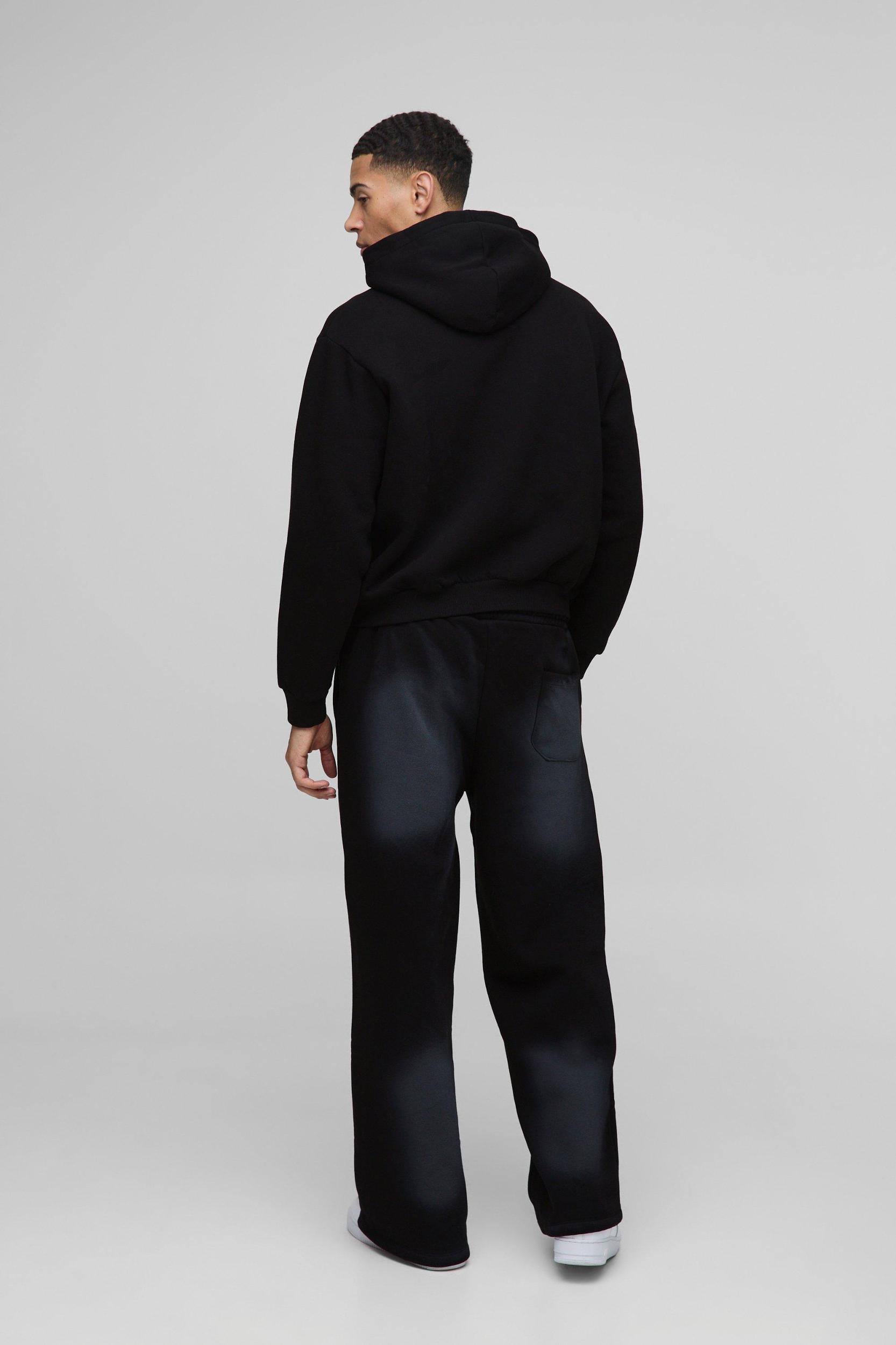 Oversized Boxy Official Crackle Print Spray Wash Wide Leg Tracksuit | boohooMAN USA Product Image