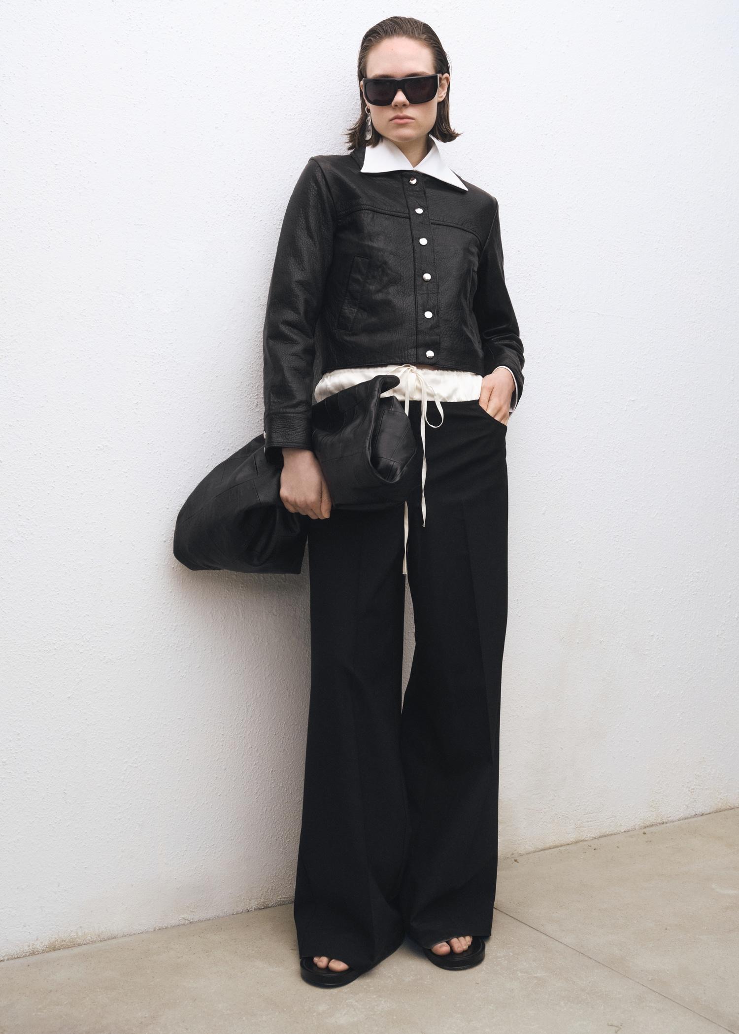 Lapels leather jacket - Women | MANGO USA Product Image