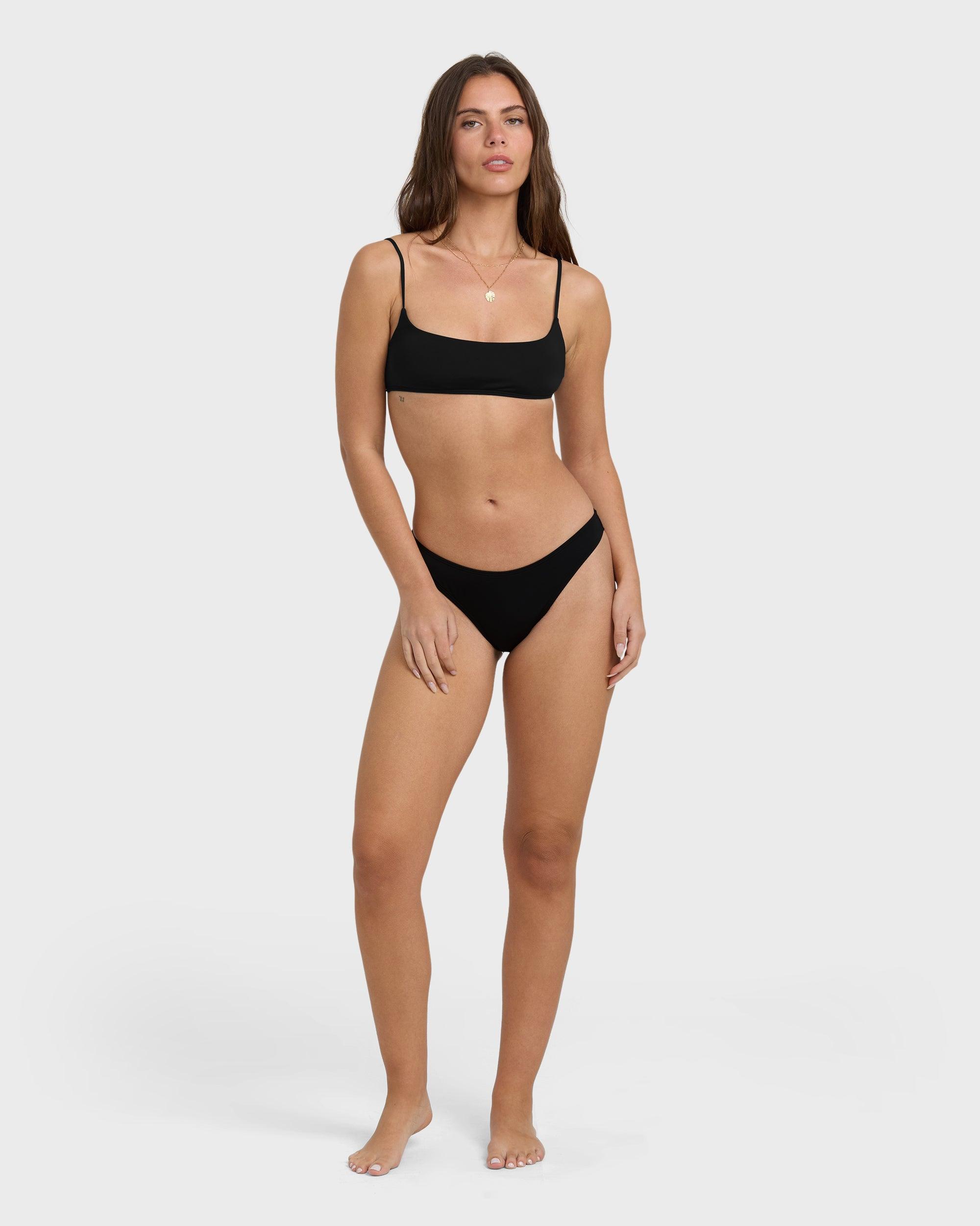 Sol Searcher Jaclyn Crop Bikini Top - Black Pebble Female Product Image