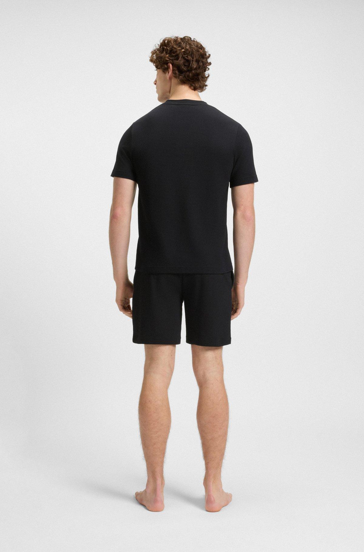 Waffle-structured pajama shorts with embroidered logo Product Image
