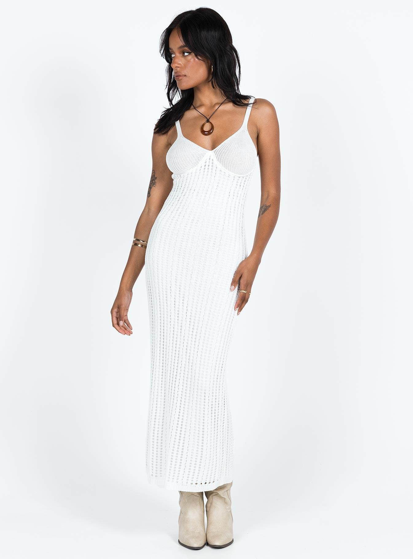 Francie Knit Midi Dress White Product Image
