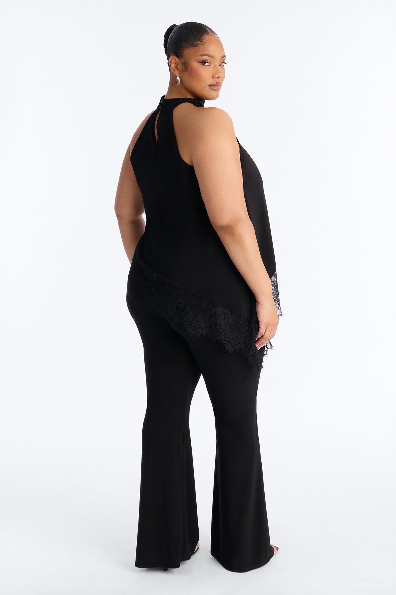 Clean Slate Lace Trim Pant Set - Black Female Product Image