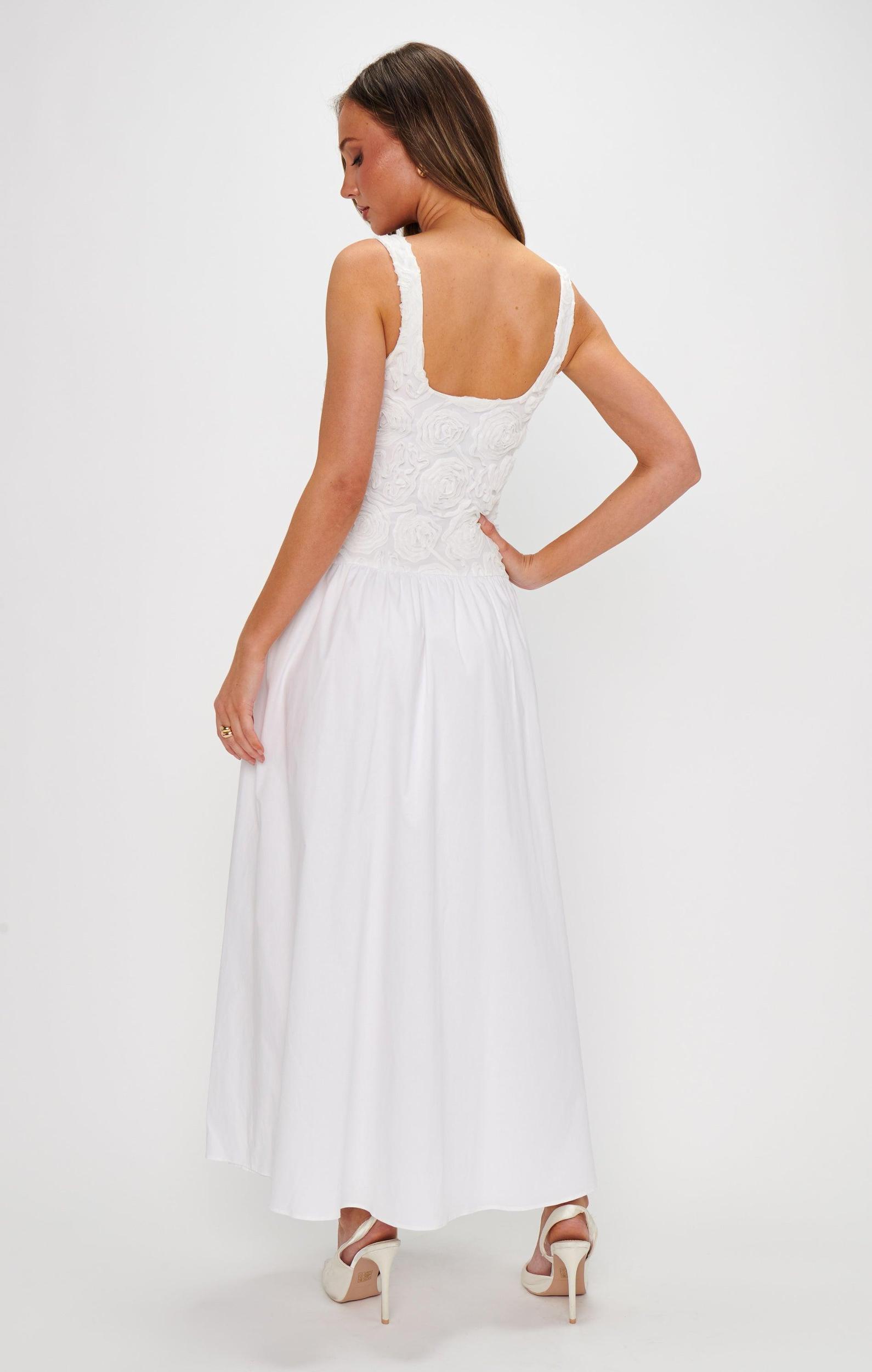 Bradshaw Maxi Dress ~ Rosette Mesh White Product Image