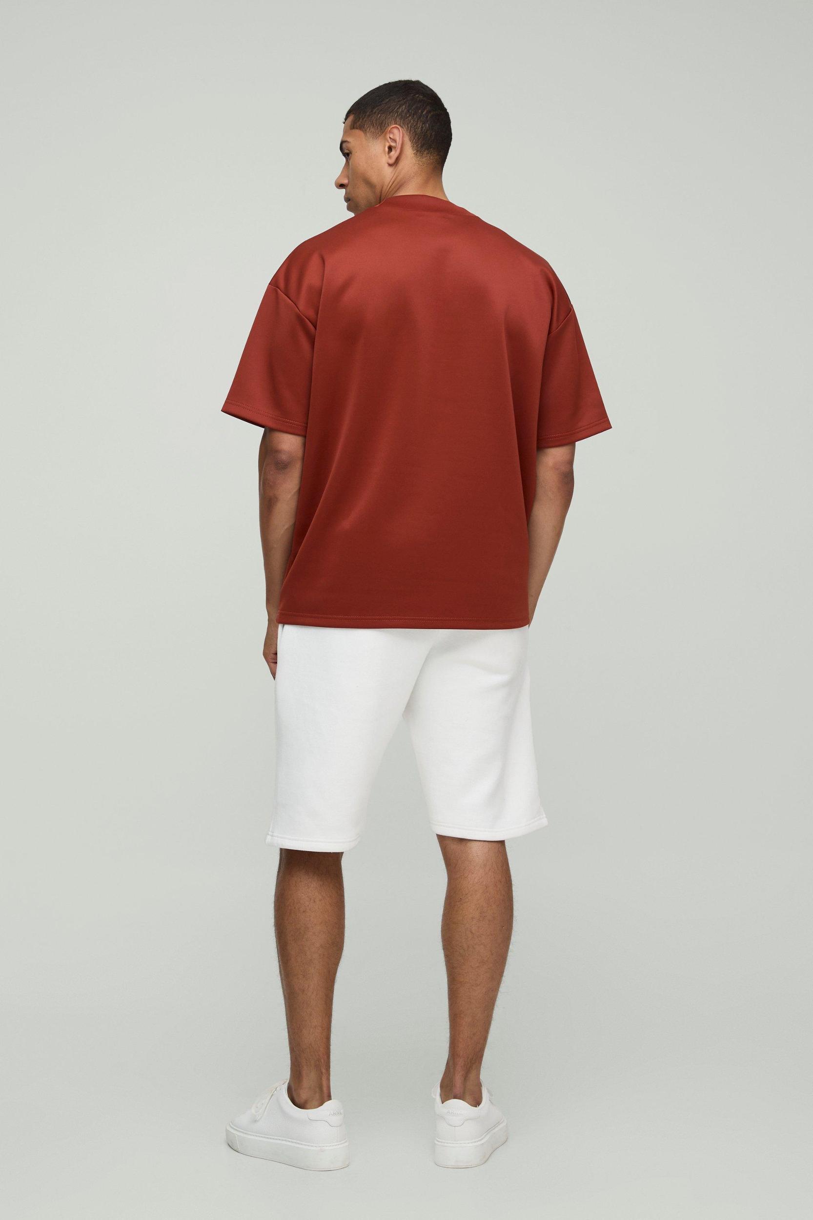 Oversized Extended Neck Scuba T-Shirt | boohooMAN USA Product Image