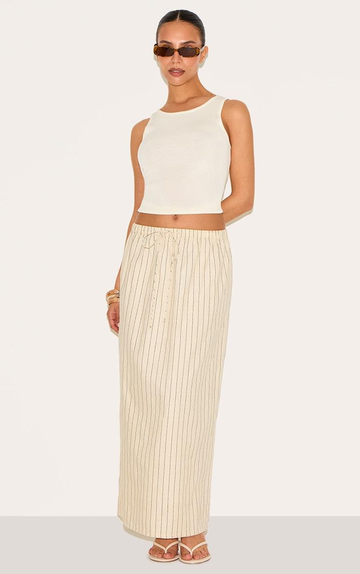 Petite Stone Cotton Drawstring Tie Maxi Skirt Product Image