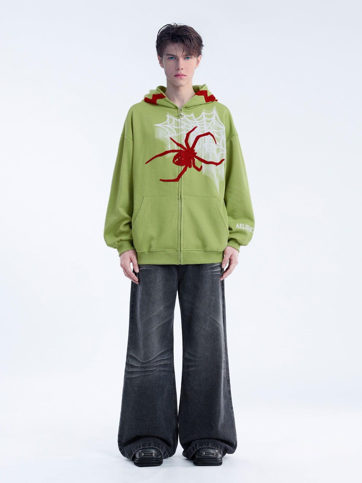 Aelfric Eden Horn Design Flocking Spider Zip Up Hoodie Product Image