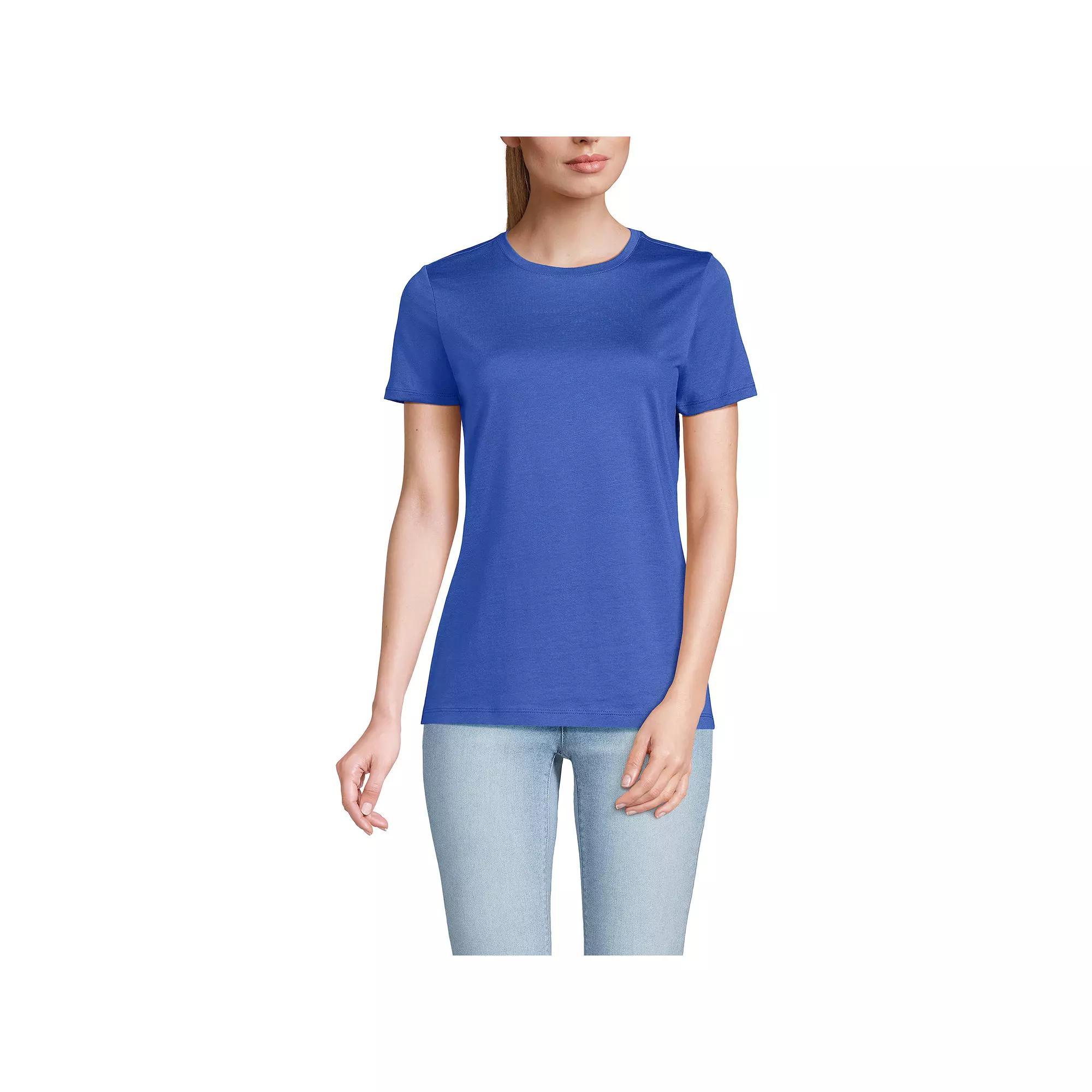 Women's Lands' End Relaxed-Fit Supima Cotton Crewneck Tee, Size: Medium, Blue Breeze Product Image