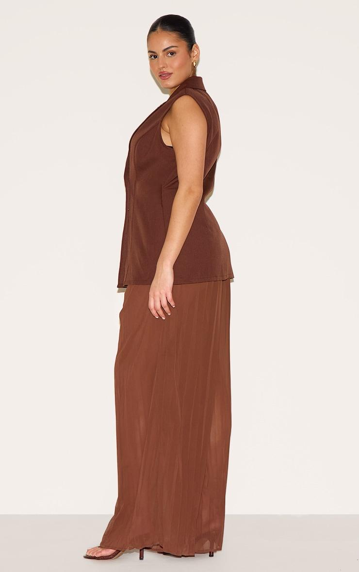 Plus Deep Chocolate Vest Overlay Chiffon Jumpsuit  Product Image
