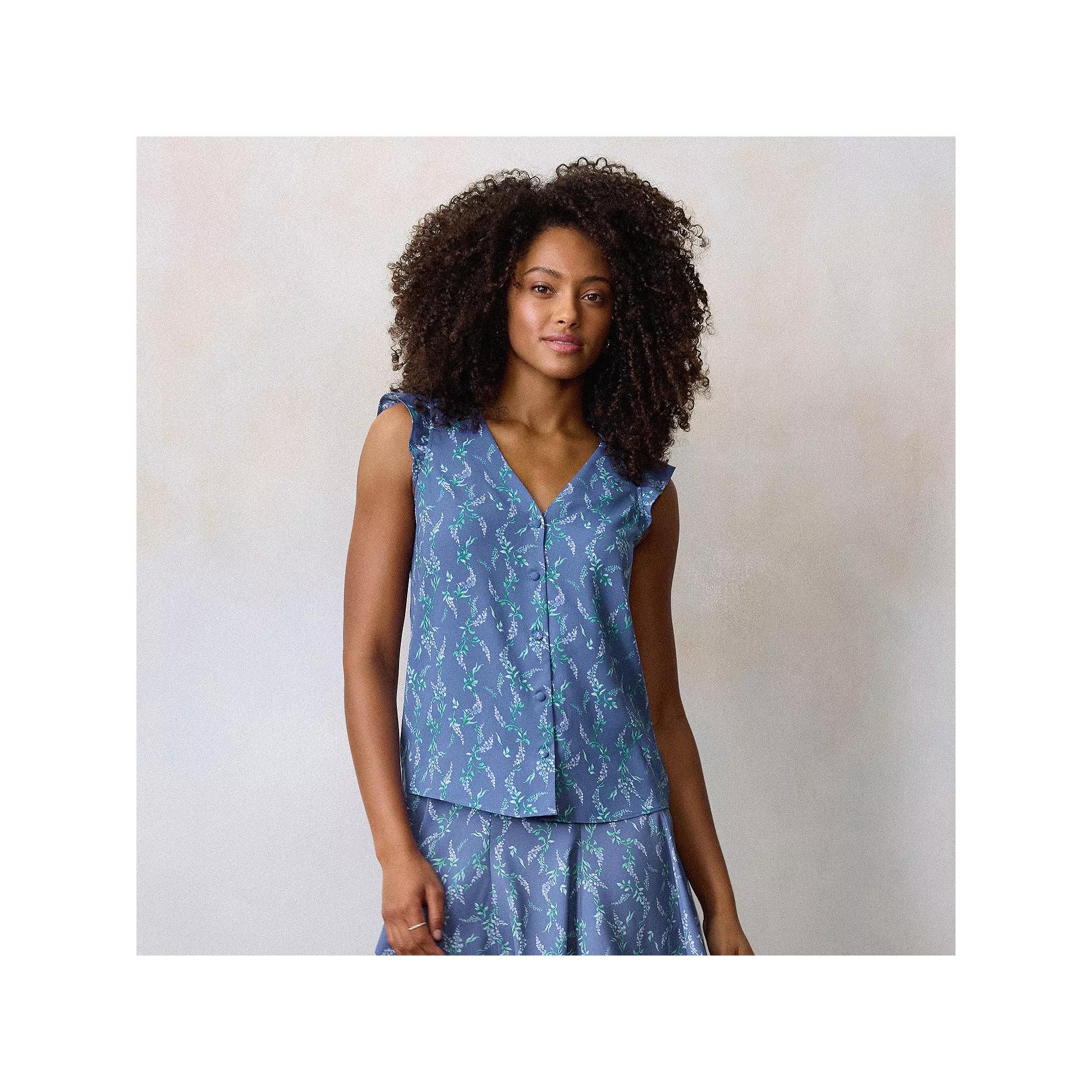 Women's LC Lauren Conrad Ruffle Shoulder V-Neck Tank,  Product Image