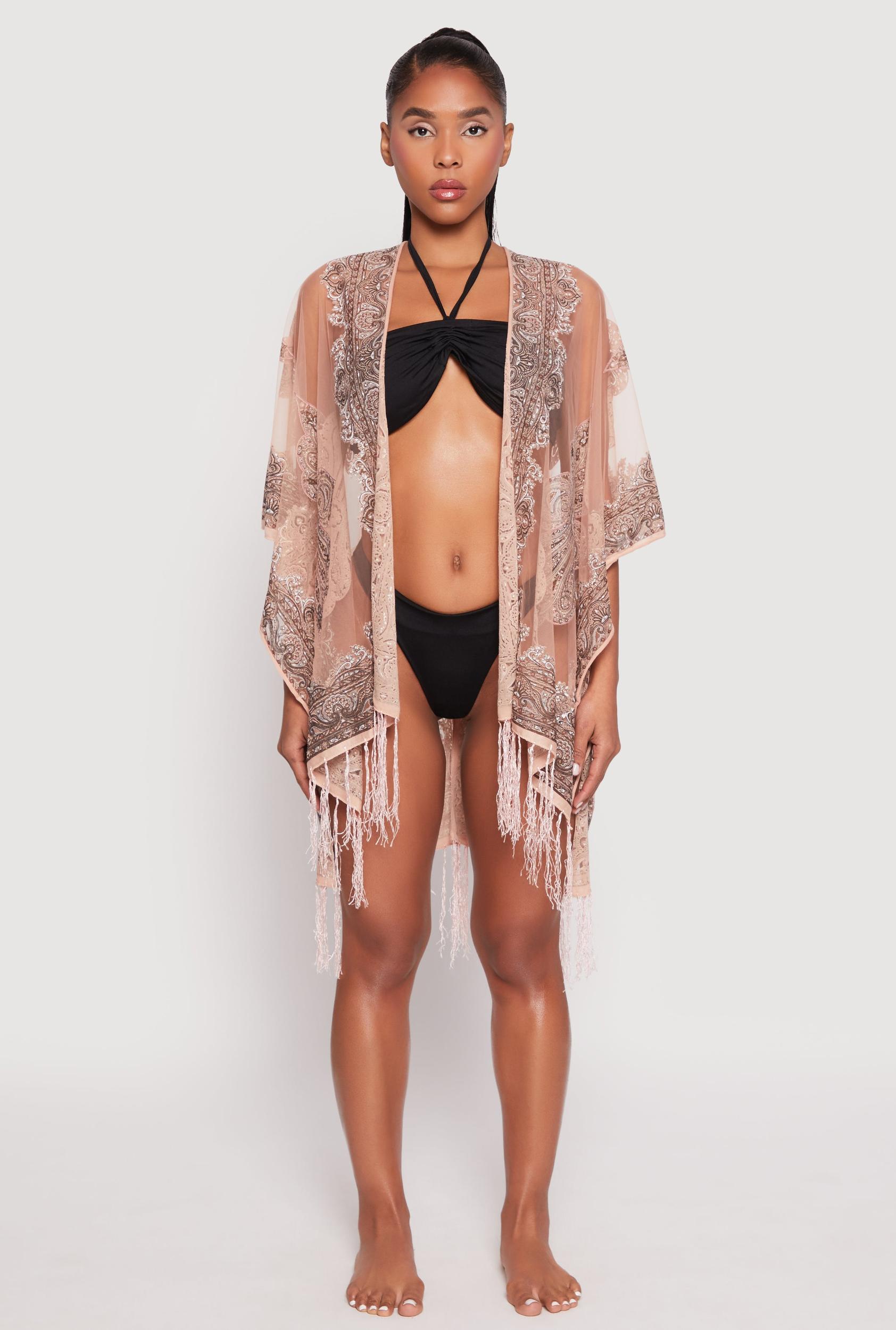 Paisley Pattern Fringe Cover Up Kimono Female Product Image
