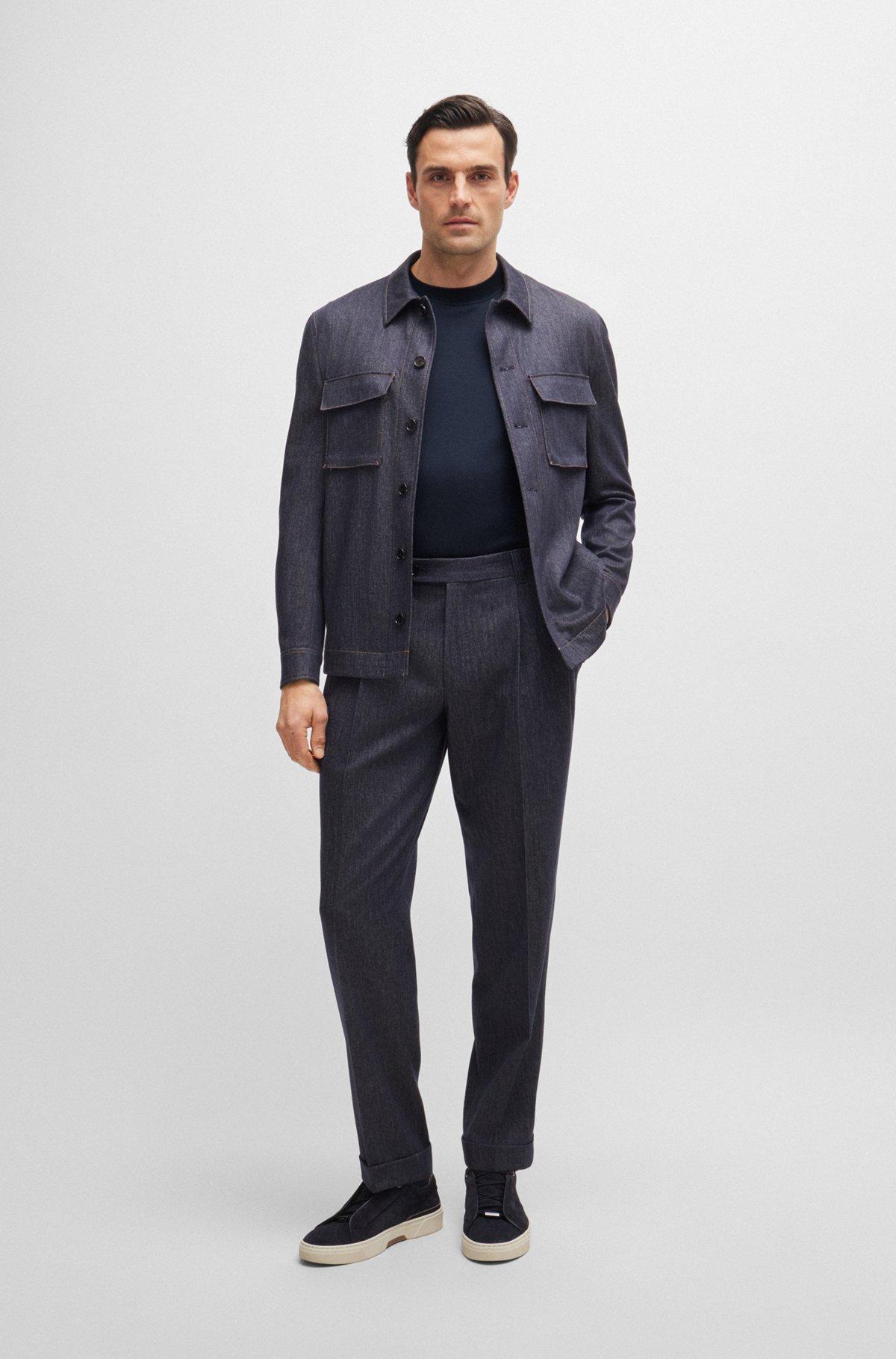 Regular-fit T-shirt in two-tone cotton and cashmere Product Image