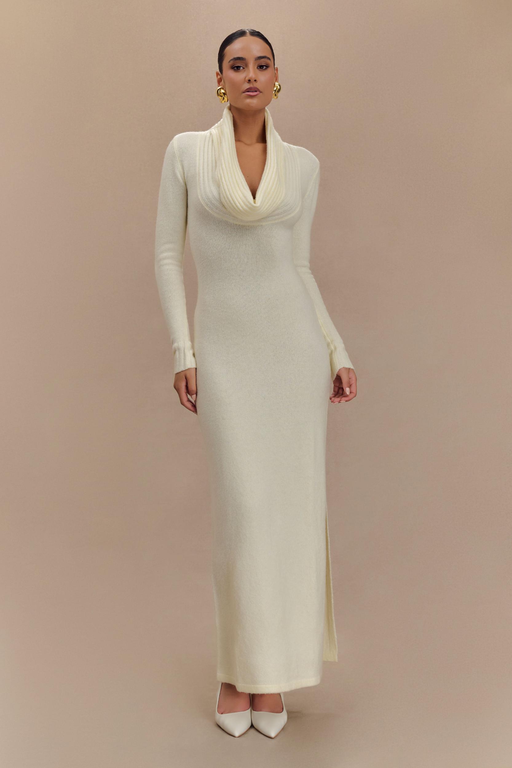 Alessandra Reversible Knit Maxi Dress - Ivory Marle Product Image
