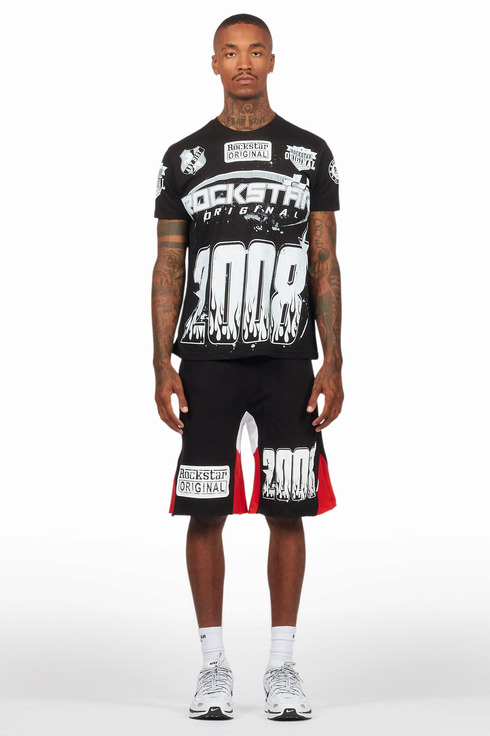 Amos Black Relaxed T-Shirt/Short Set Male Product Image