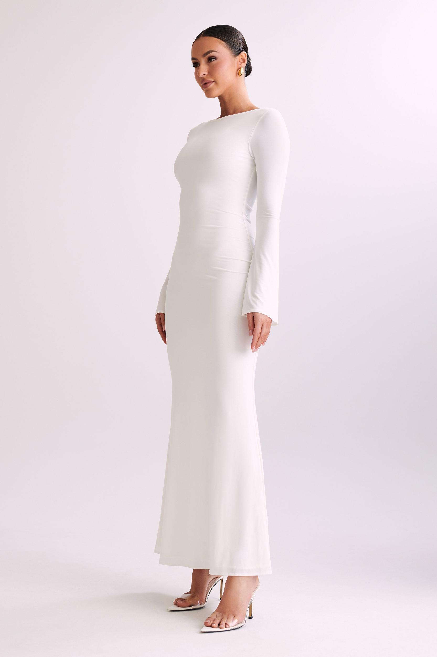 Tarna Slinky Fishtail Maxi Dress - Ivory Product Image