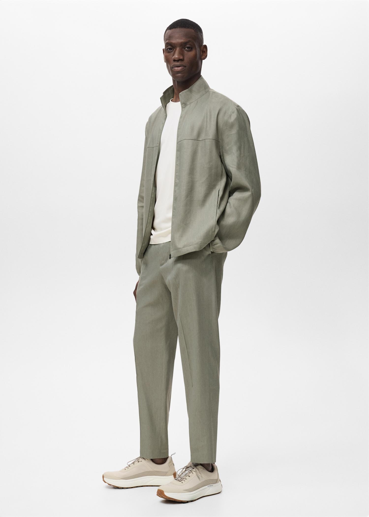 Zipper linen jacket - Men | MANGO USA Product Image