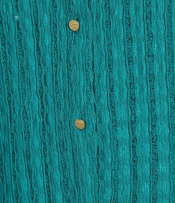 Investments Knit Long Sleeve Y-Neck Button Front Novelty Top Product Image