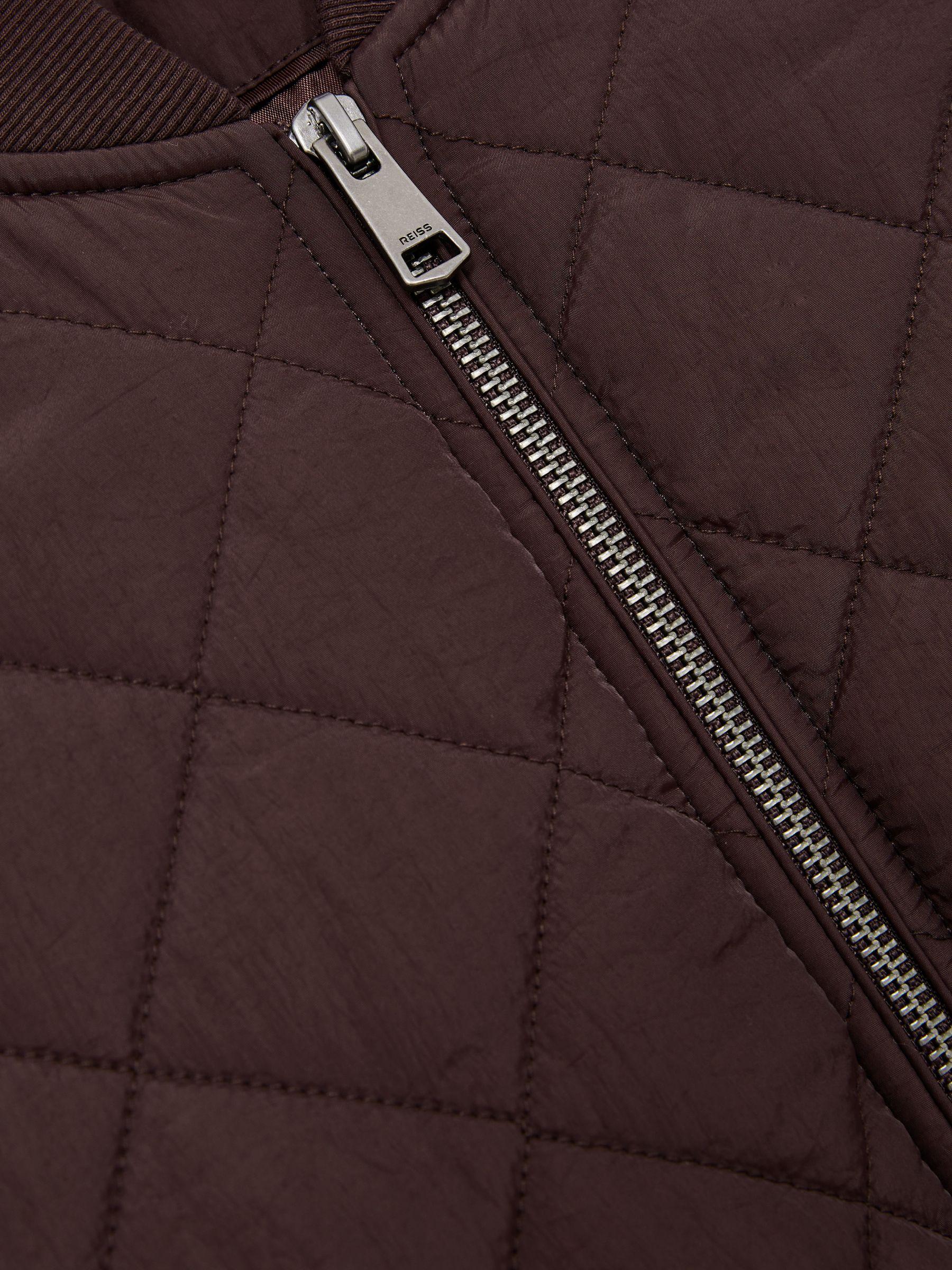 Quilted Printed Bomber Jacket in Burgundy Product Image