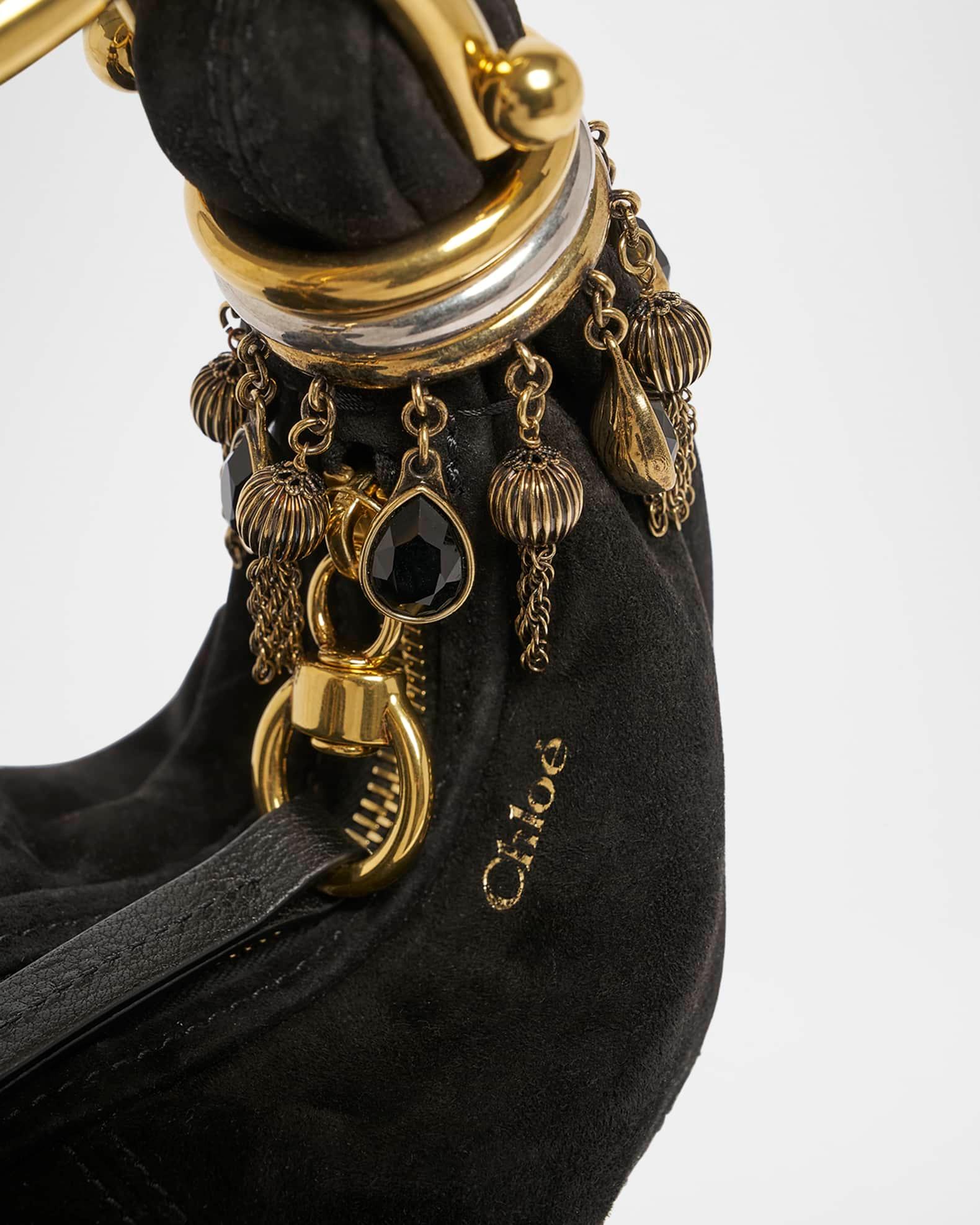 Bracelet Mini Top-Handle Bag in Suede with Beads  Product Image