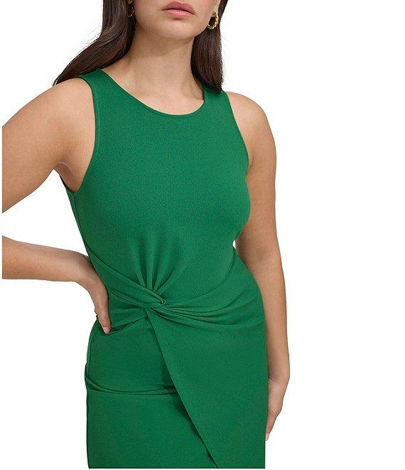SIENA Sleeveless Twist Front Crepe Faux Wrap Midi Dress Product Image