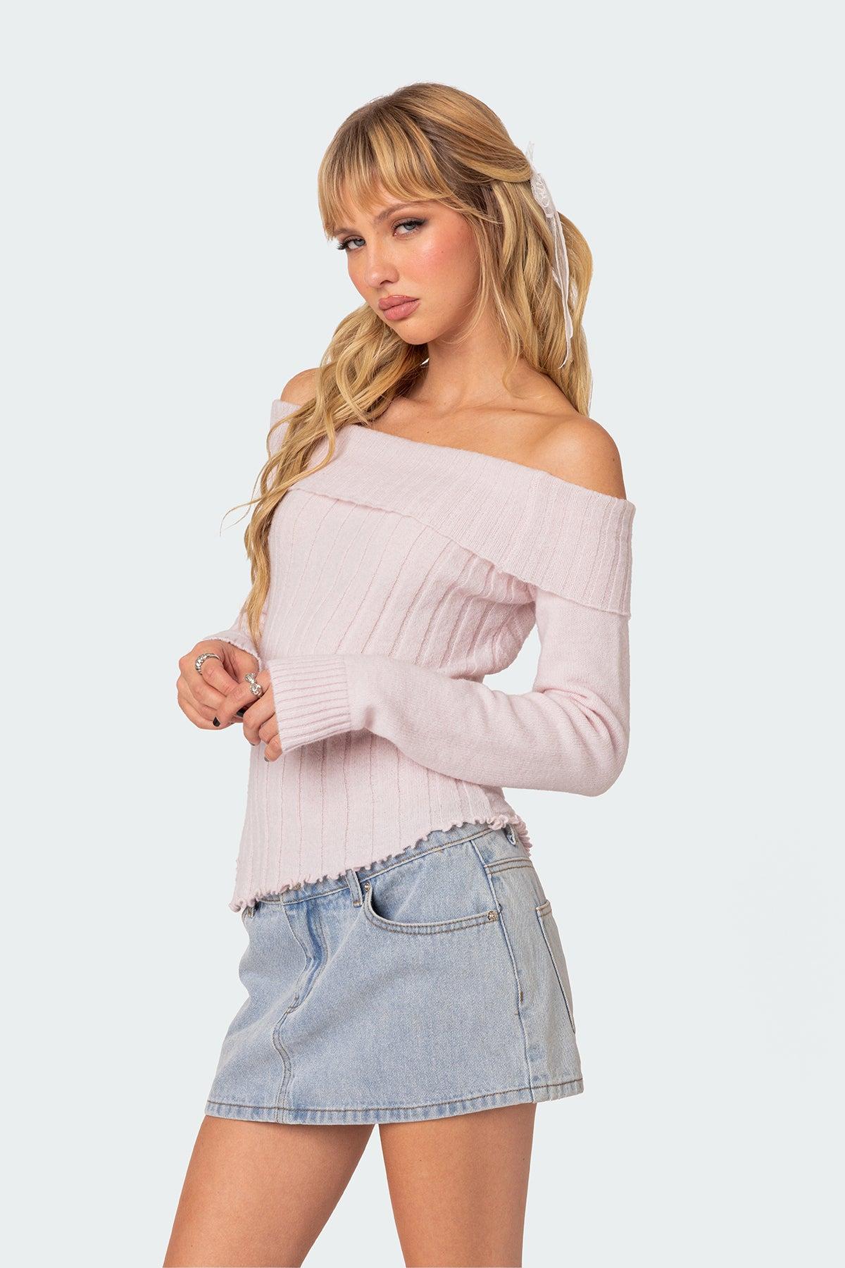 Sonya Fold Over Knit Top Product Image
