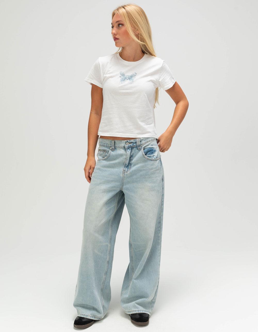 FULL TILT Butterfly Baby Womens Tee - WHITE Product Image