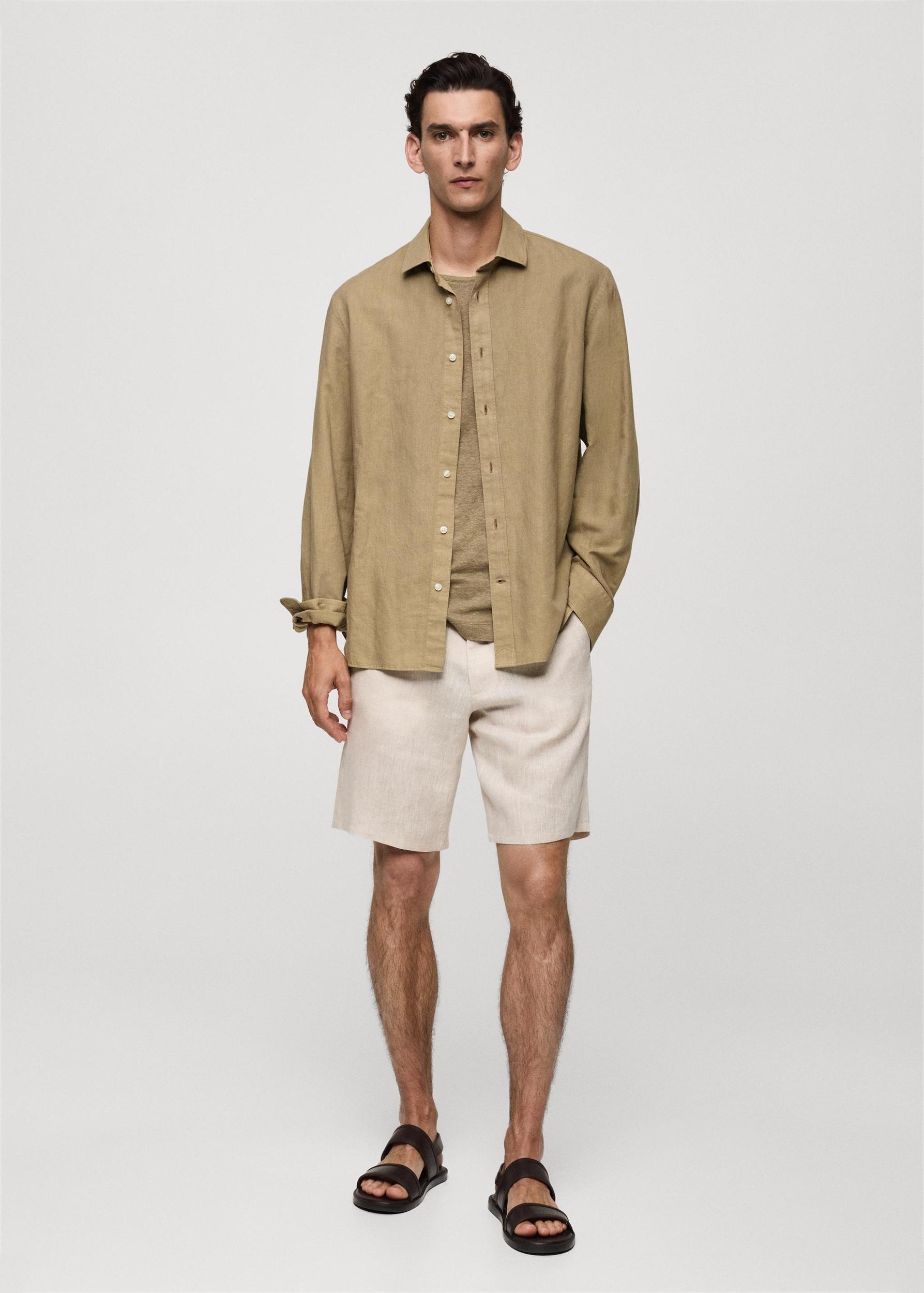 Classic-fit linen-blend shirt - Men | MANGO USA Product Image