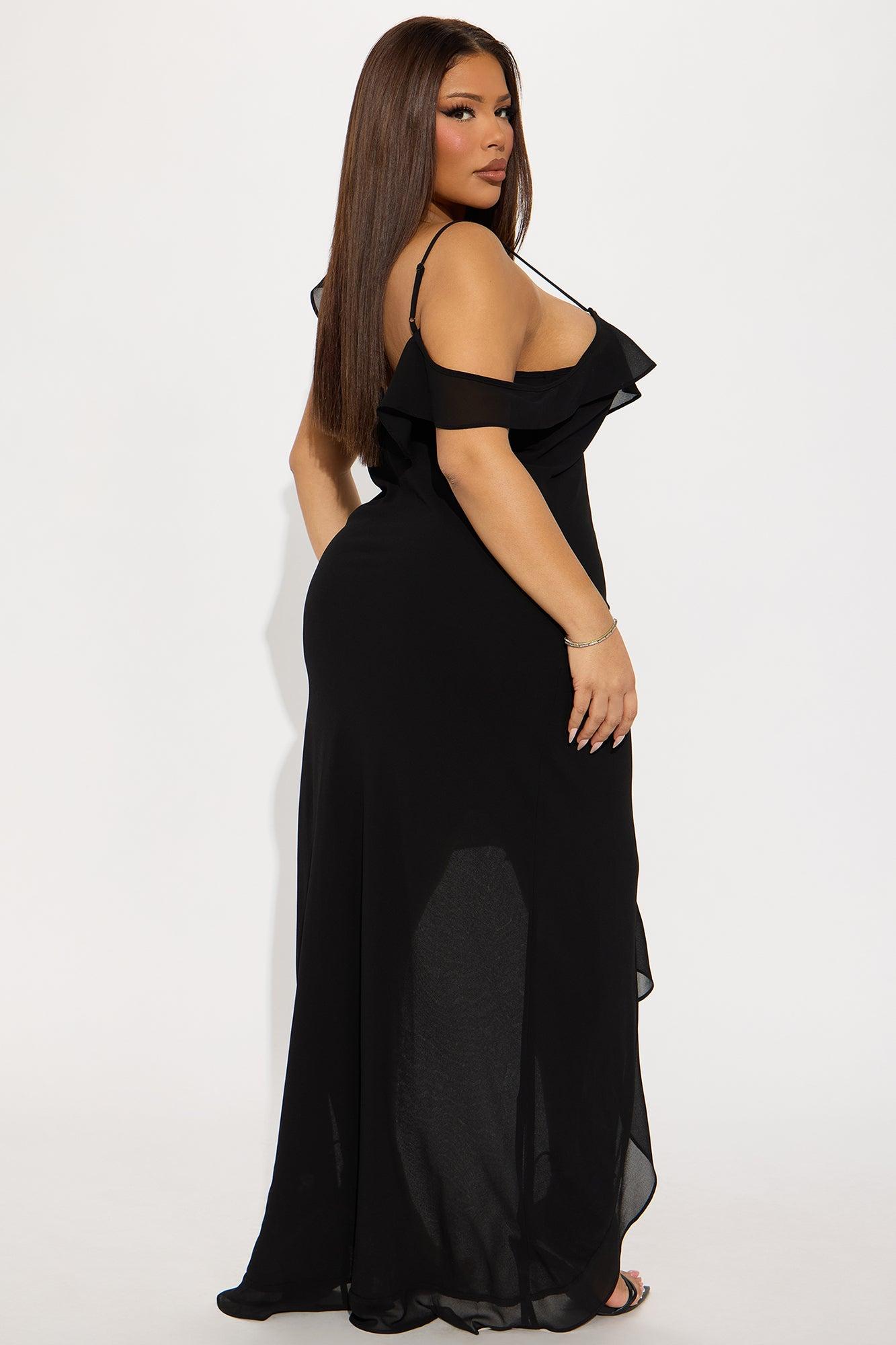 Barbara Asymmetrical Maxi Dress - Black Product Image