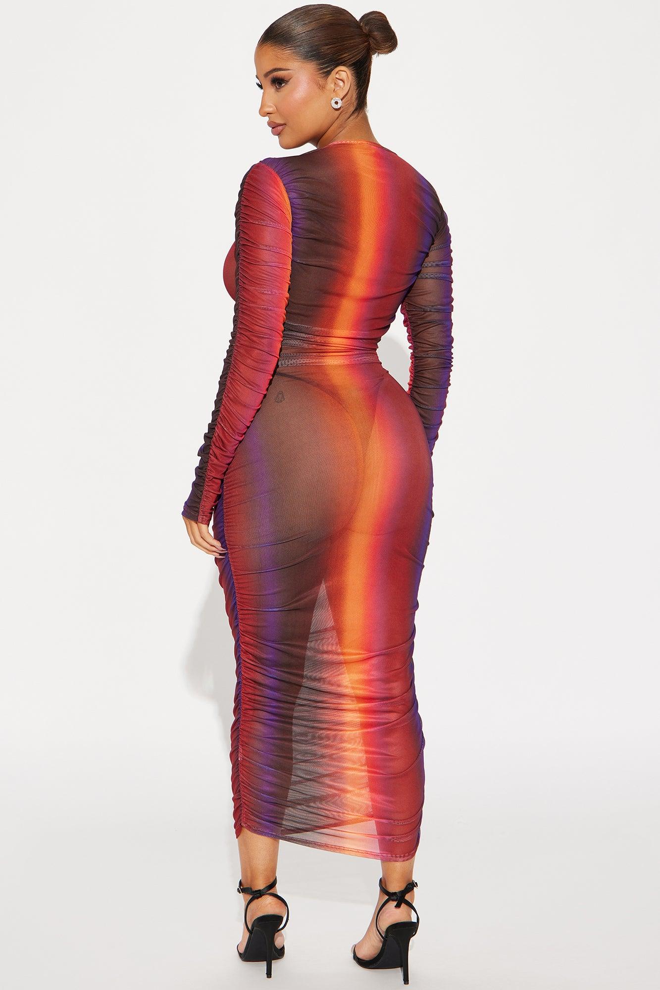 Ximena Mesh Midi Dress - Multi Color Product Image
