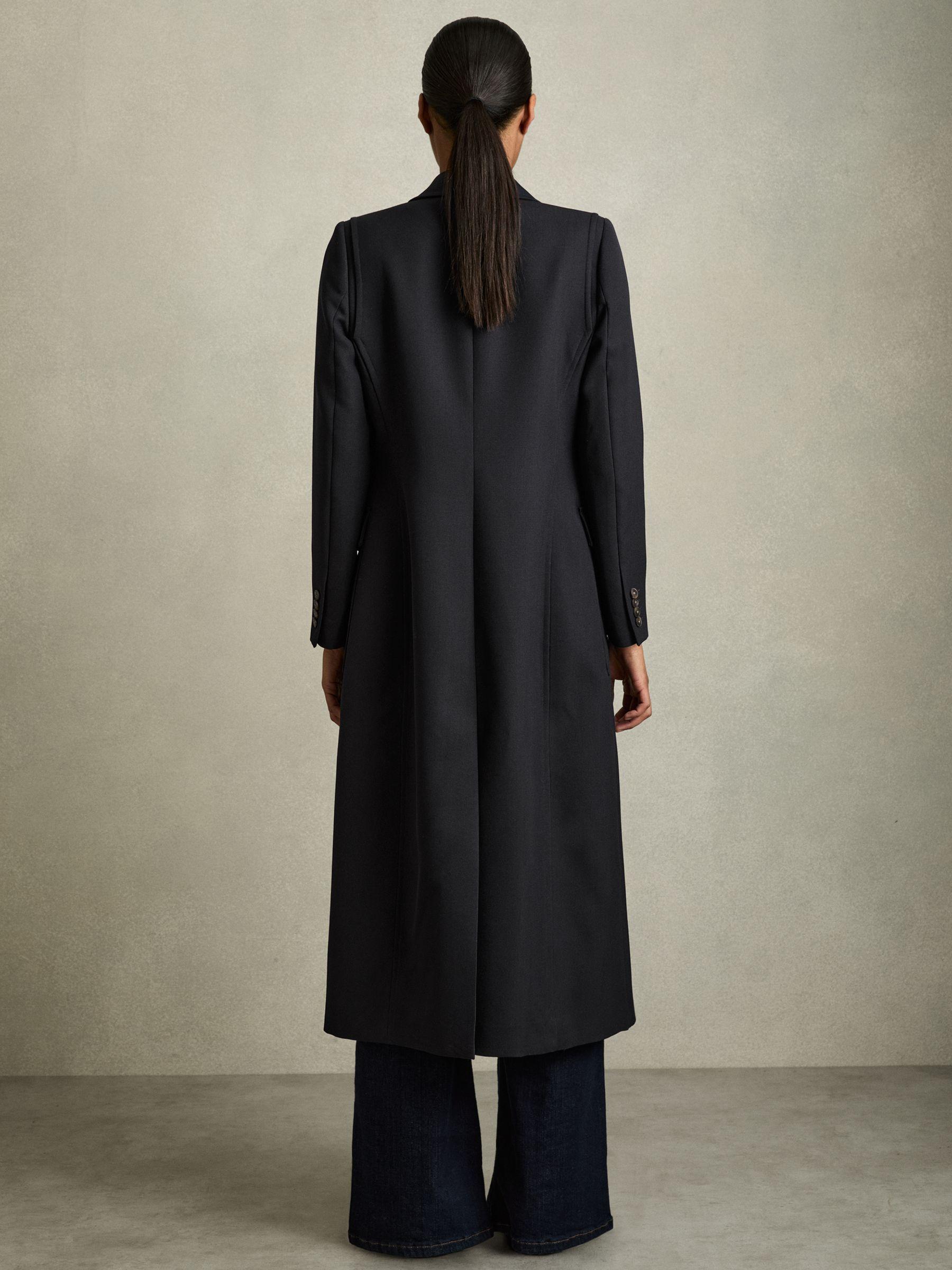 Wool-Blend Single-Breasted Coat in Navy Product Image