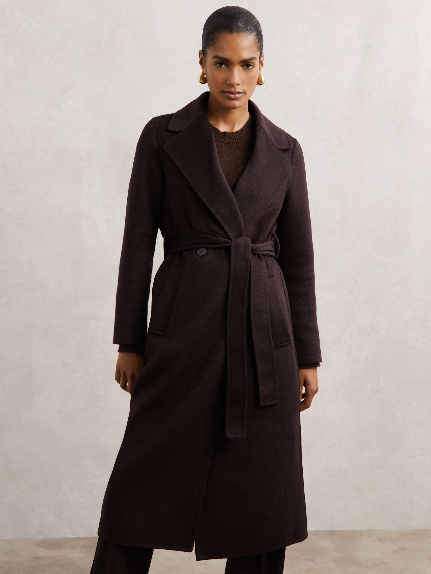 Petite Faux-Fur Collar Blindseam Coat Wool-Blend in Chocolate Brown Product Image