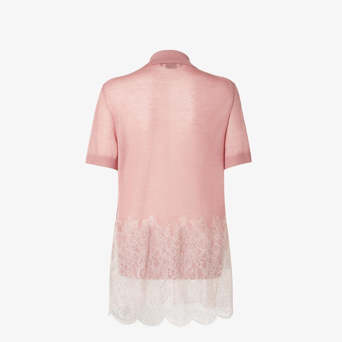 Polo shirtPink cashmere and wool polo shirt Product Image