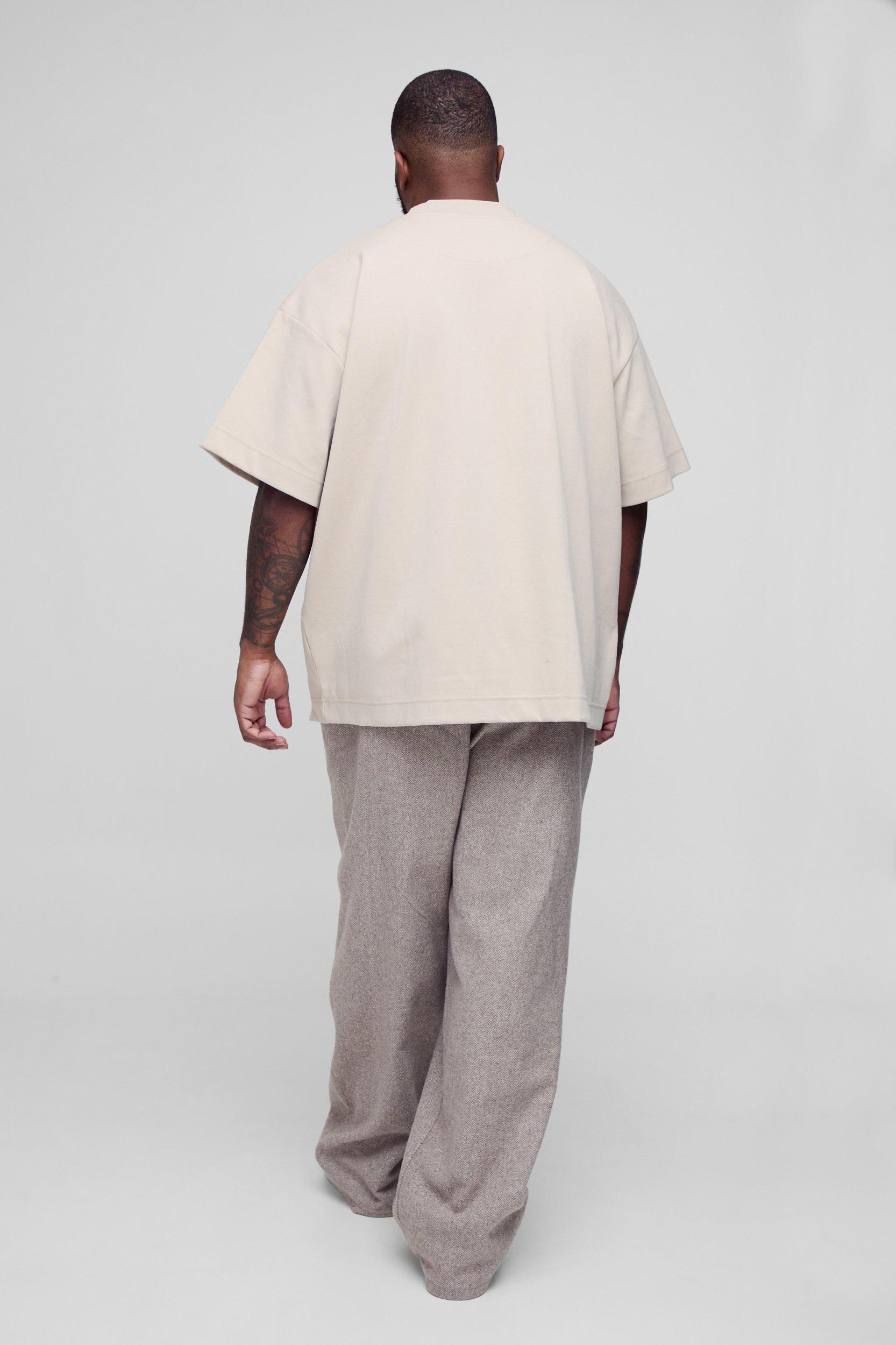 Plus Brushed Herringbone Relaxed Fit Pants | boohooMAN USA Product Image